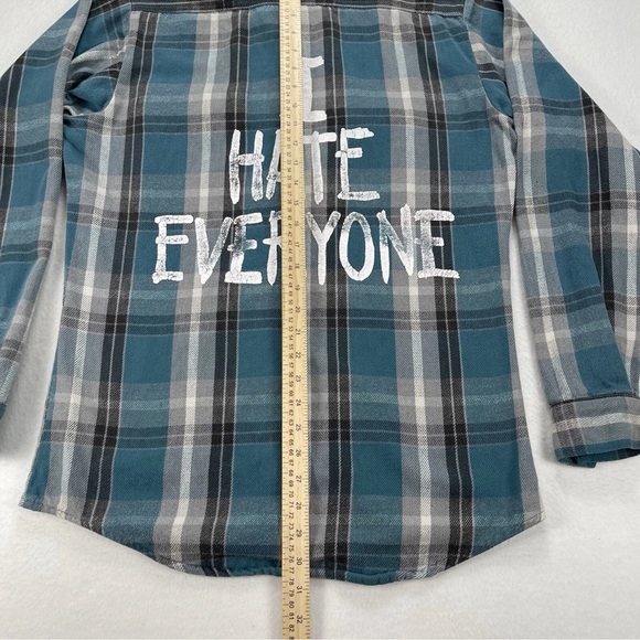 Jac Vanek "I Hate Everyone" Flannel Faded Grunge Weathered Men’s Size Small - Picture 8 of 12